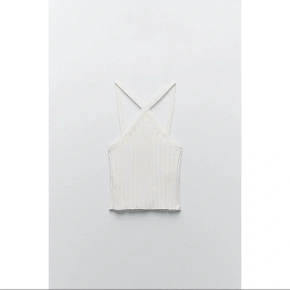 Zara - Ribbed Halter Top (black & white) - Picture 3 of 4
